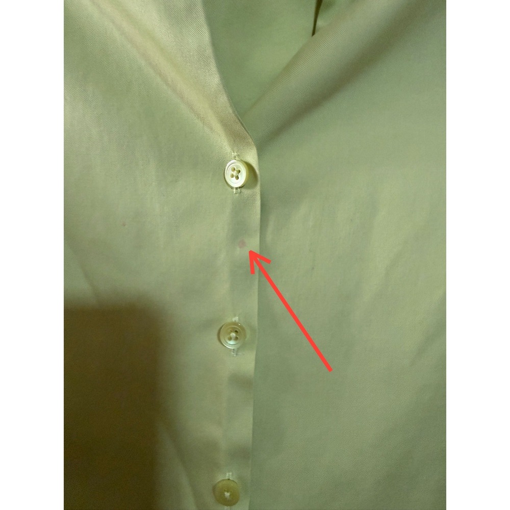 Talbots Button Down Shirt Women 14 Green‎ Sleeveless Cotton FLAW - Picture 2 of 6